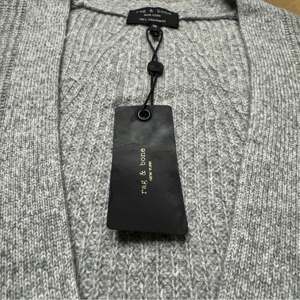 rag & bone Light Gray Ribbed Cardigan - Picture 8 of 14